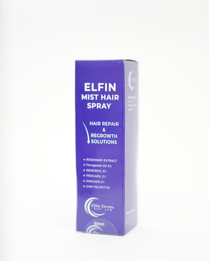 Elfin Mist Hair Spray packaging on a white background