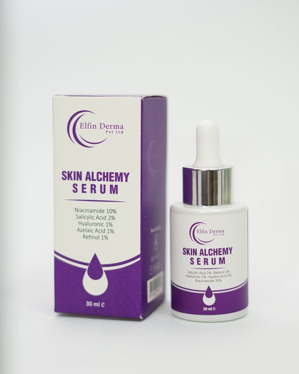 Skin Alchemy serum bottle and packaging on a white background