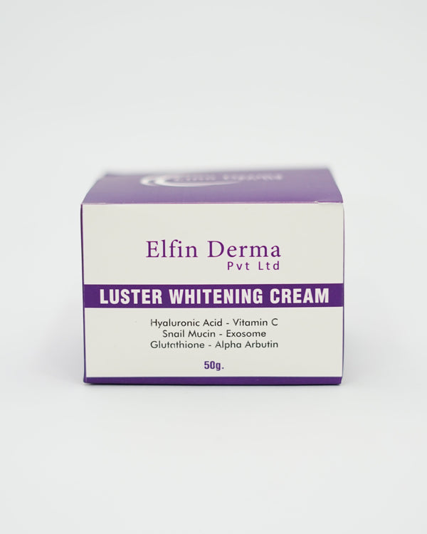 Box of Elfin Derma Luster Whitening Cream on a white background