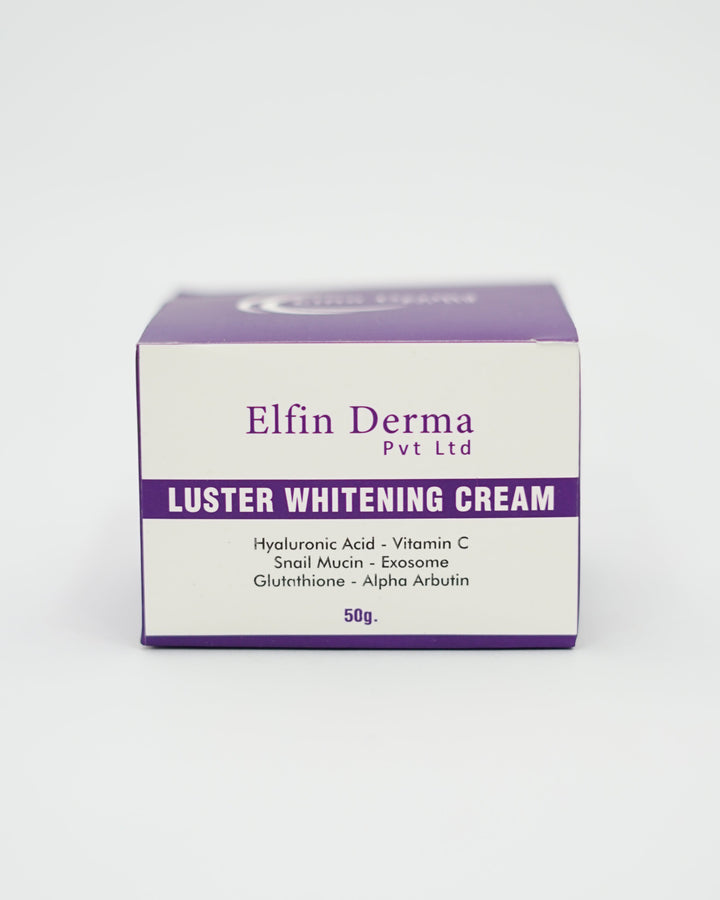 Box of Elfin Derma Luster Whitening Cream on a white background