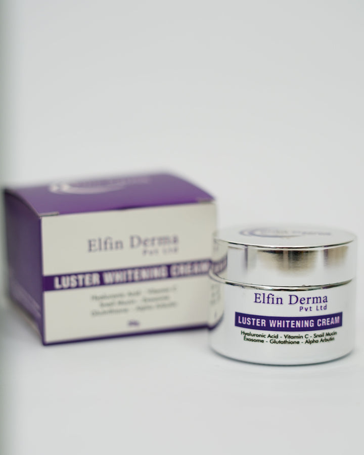 Luster WhiteningCream jar with box on a white background